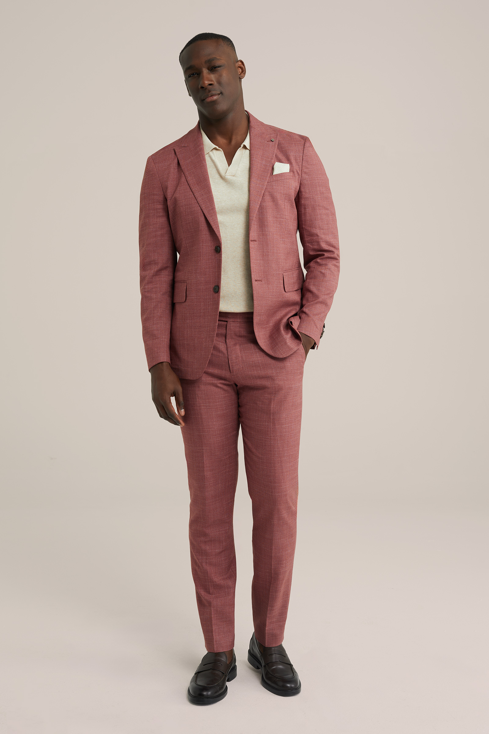 Heren Slim fit blazer van linnenmix