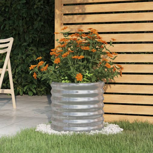NNEVL Garden Planter Powder-coated Steel 40x40x36 cm Silver