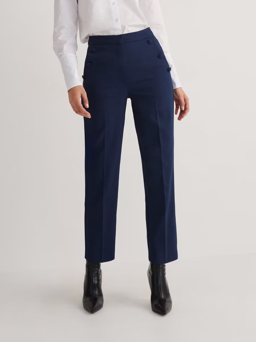Cotton Rich Trousers With Pressed Crease