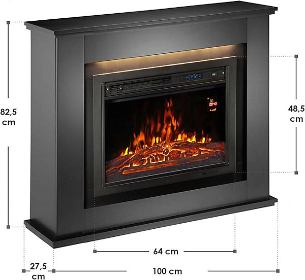 Cheminée électrique 1000/2000W avec Chauffage, Télécommande et éclairage LED