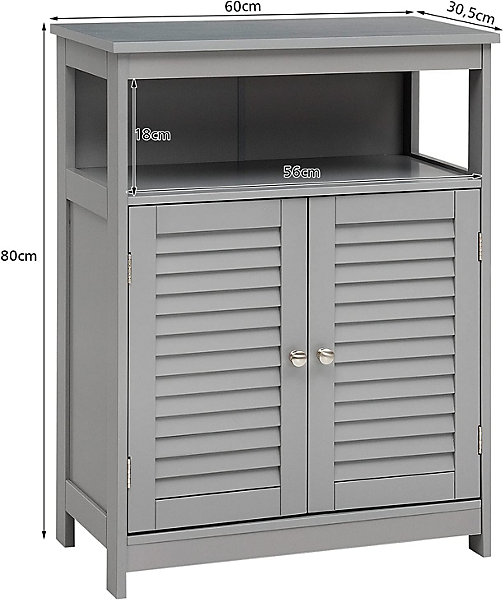 Meuble de Rangement sur Pieds Armoire de Salle de Bain en MDF avec 2 Portes a Volets et Etagere Reglable