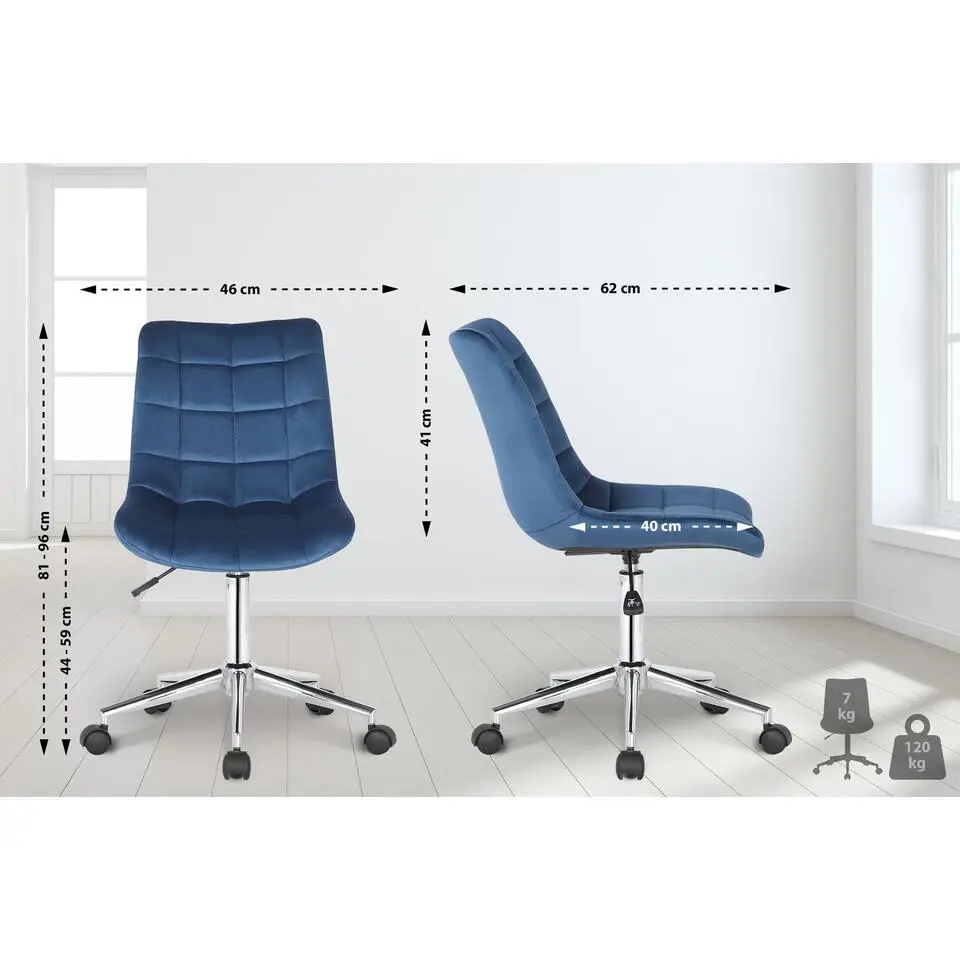 CLP Bureaustoel Medford Fluweel - blauw