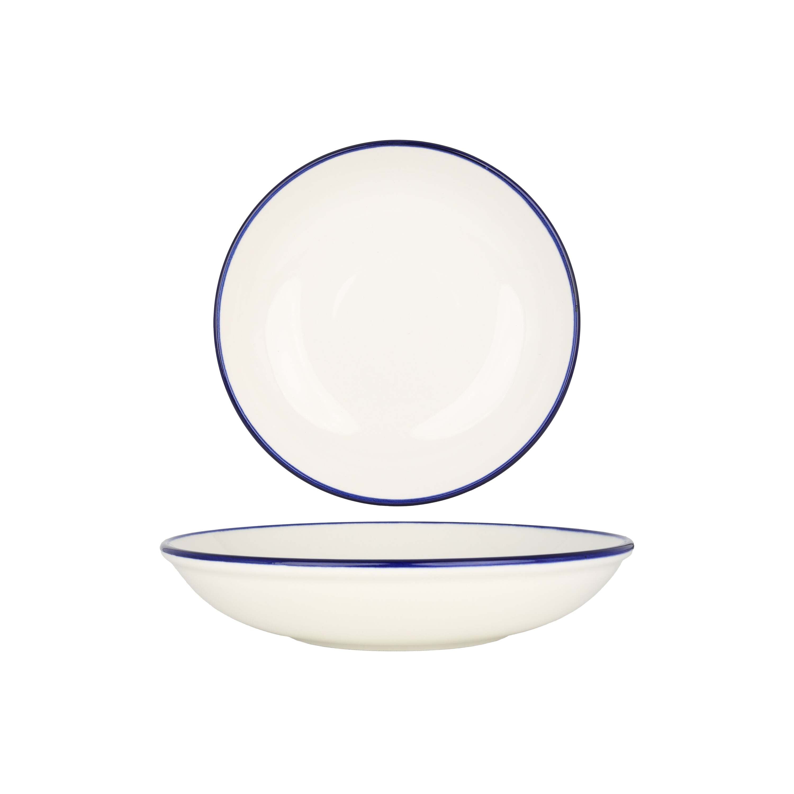 Rinart Diep bord - Blue Edge - Porselein - 23 cm (900cc) - set van 6
