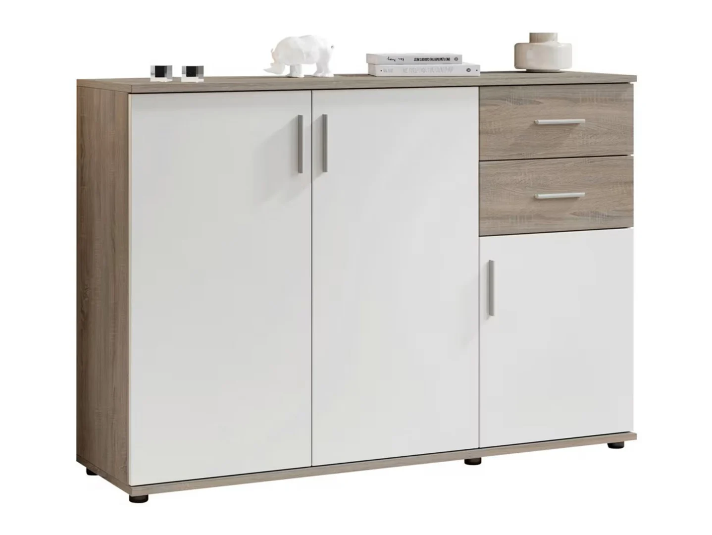Komoda Bobby 120 cm z 3 drzwiami i 2 szufladamisonoma/biały