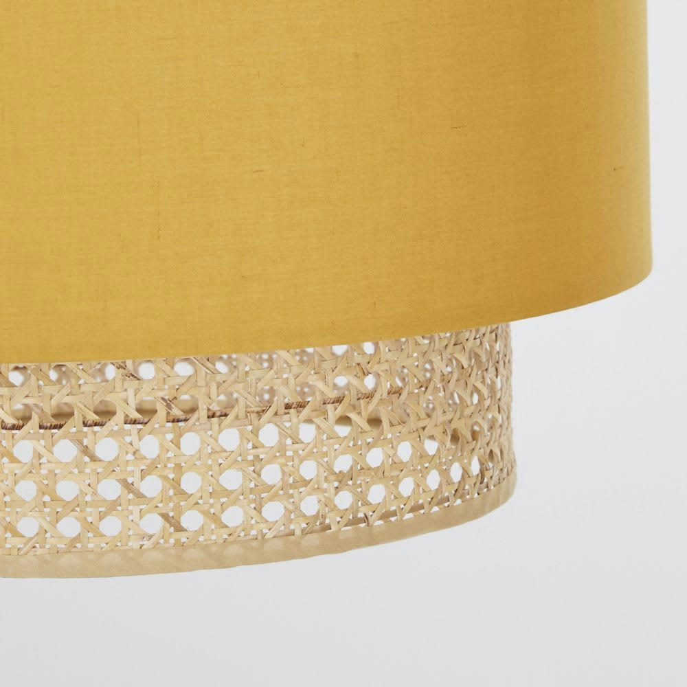 LILA - Abat-jour pour suspension jaune cannage en osier