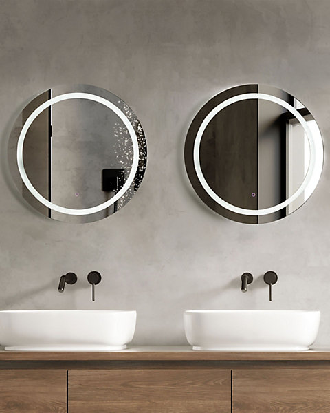 Miroir de salle de bain LED COURSEULLES 79 cm 79 cm Argenté