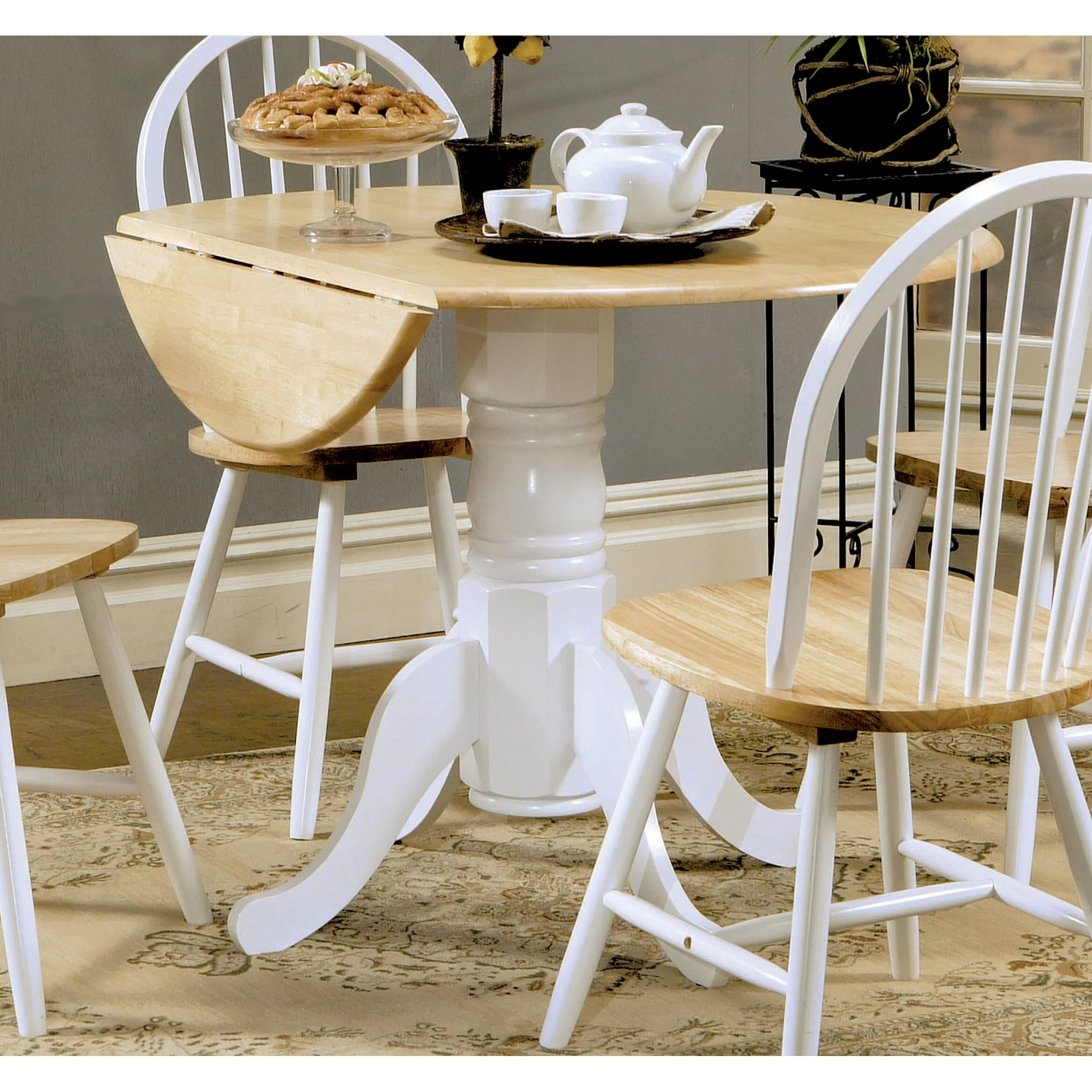 Allison Round 40-inch Drop Leaf Extension Dining Table White