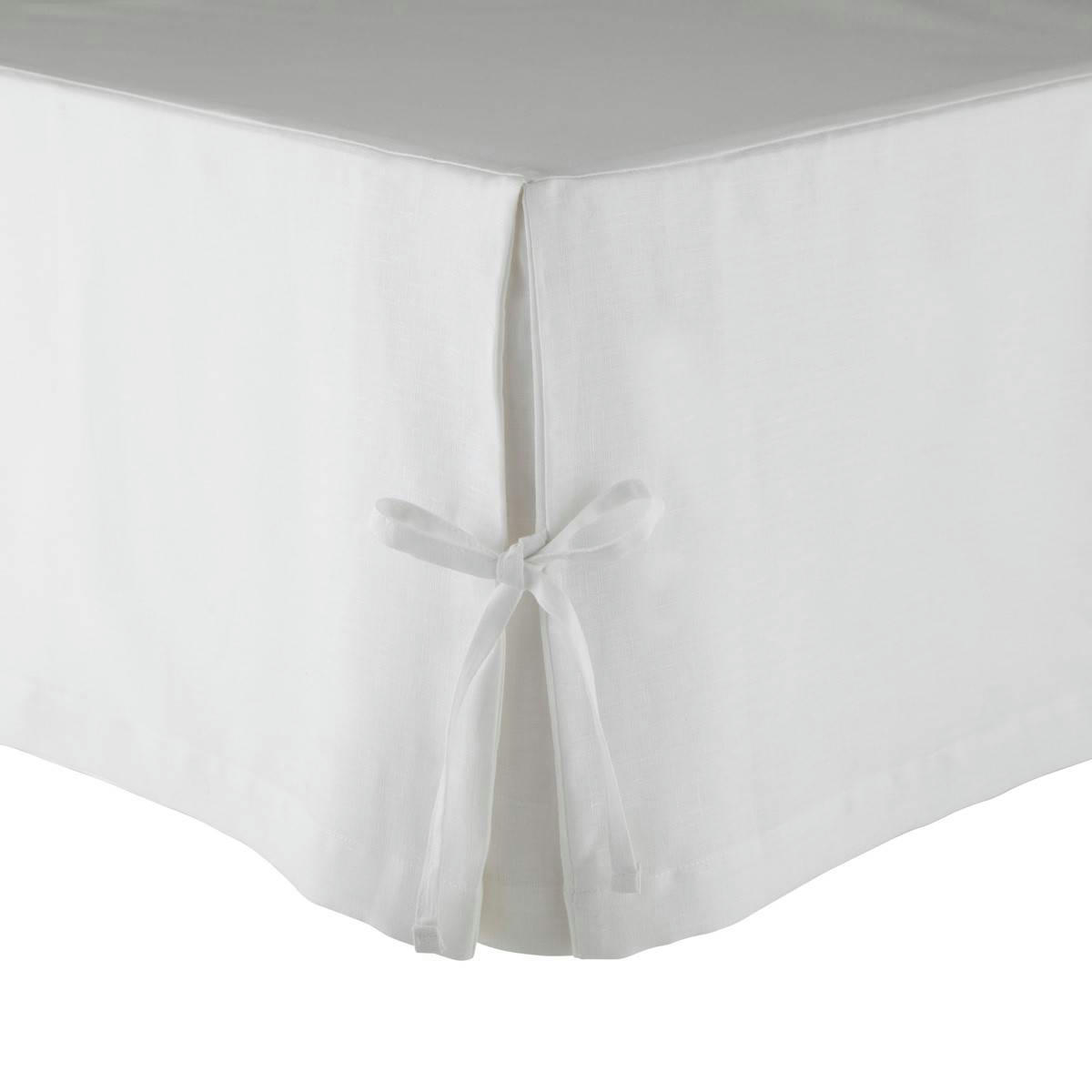 AMBOISE - Cache sommier en lin blanc 90 x 200 cm