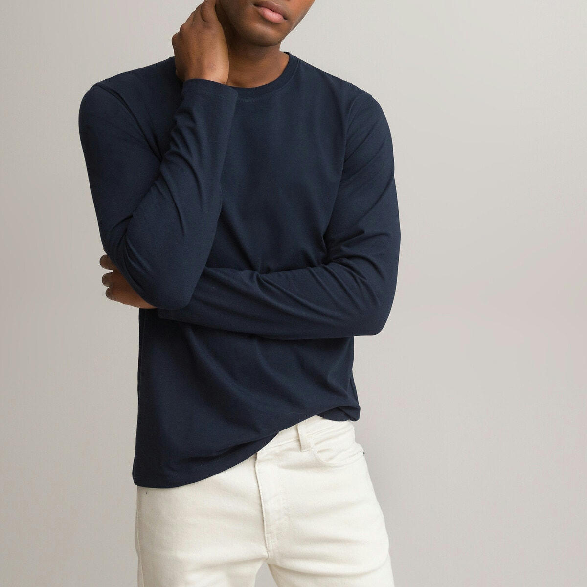 T-shirt en coton bio col rond manches longues
