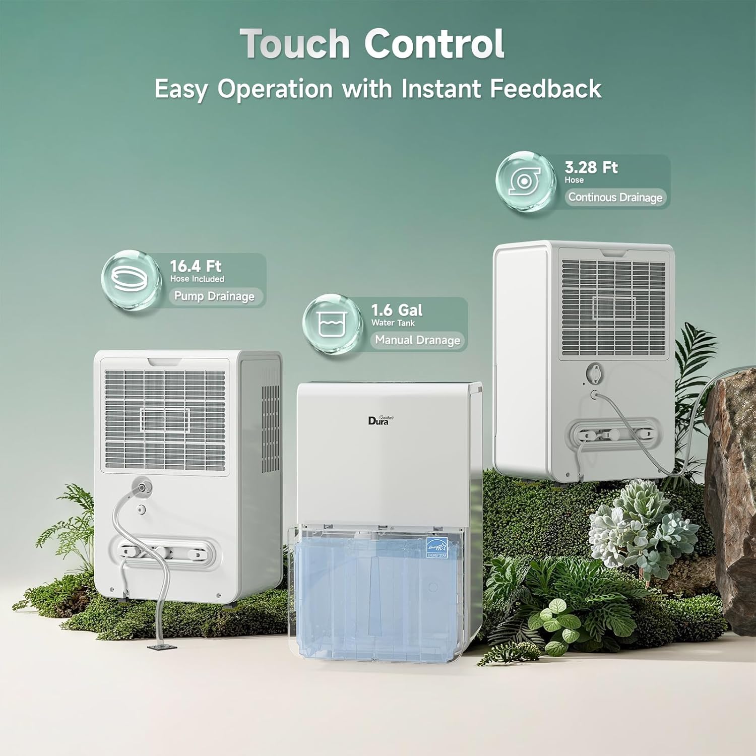DuraComfort Dehumidifier for Basement Home with Pump,4500 Sq.ft 50 Pints With WiFi