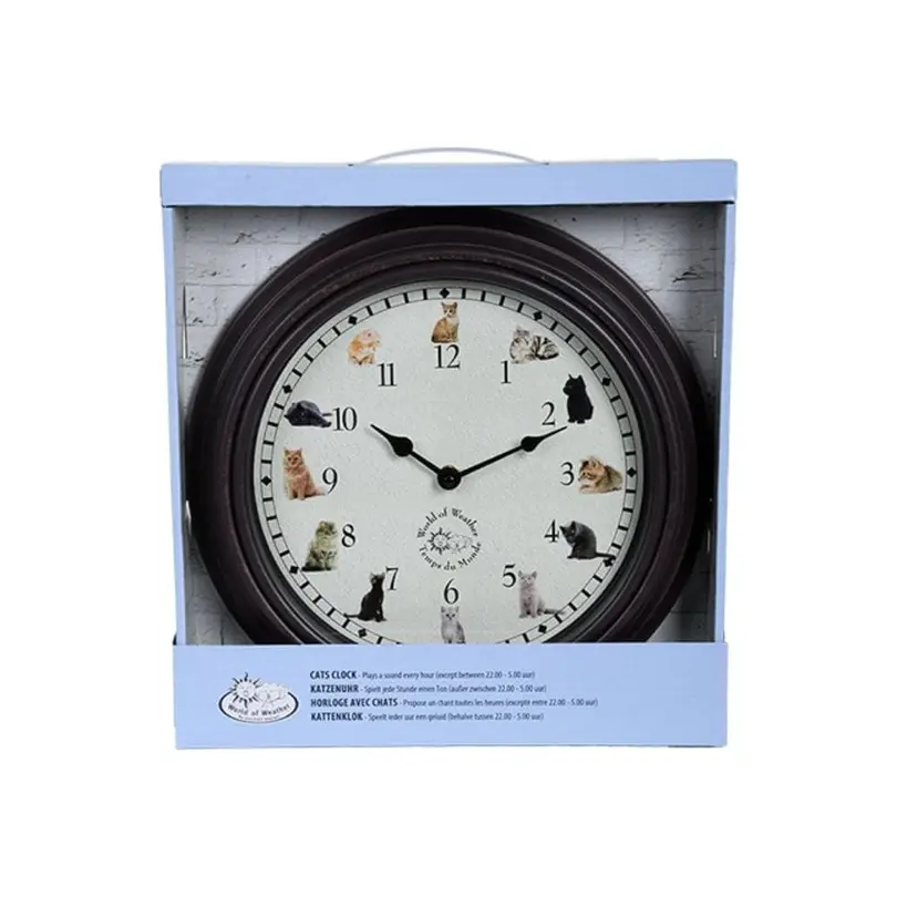 Wanduhr Gartenuhr mit Katzengeräuschen