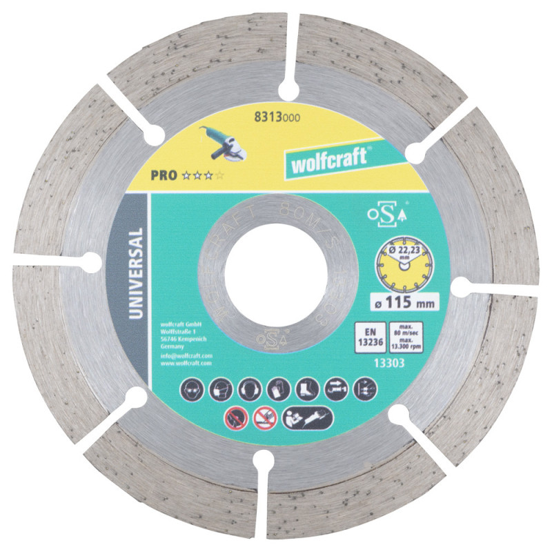 Disque diamant segmenté Pro Universal Ø 115 mm WOLFCRAFT