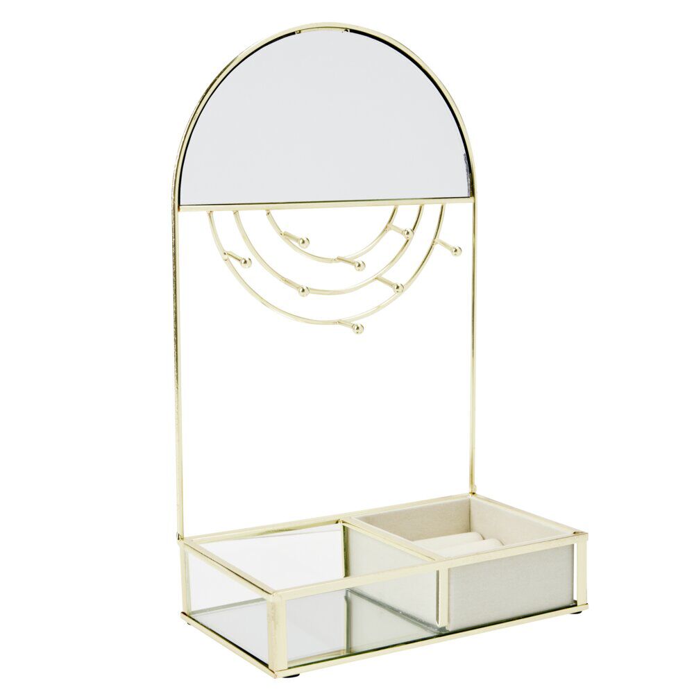 Porte-bijoux métal doré avec miroir 18x10xH30cm