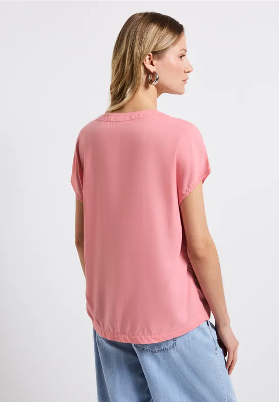 Split Neck Bluse in Unifarbe
