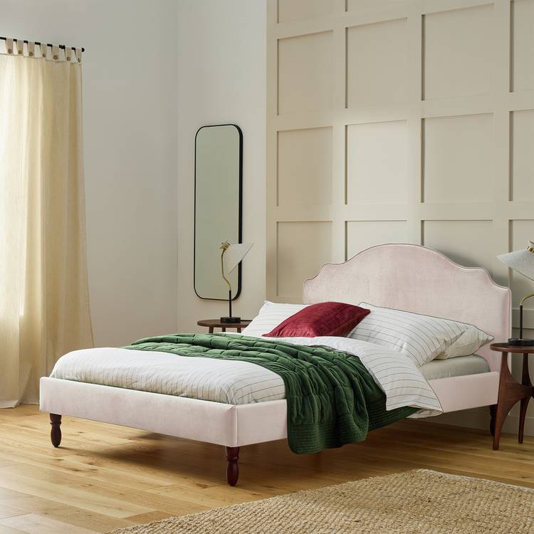 Habitat Sophia Double Velvet Bed Frame - Natural