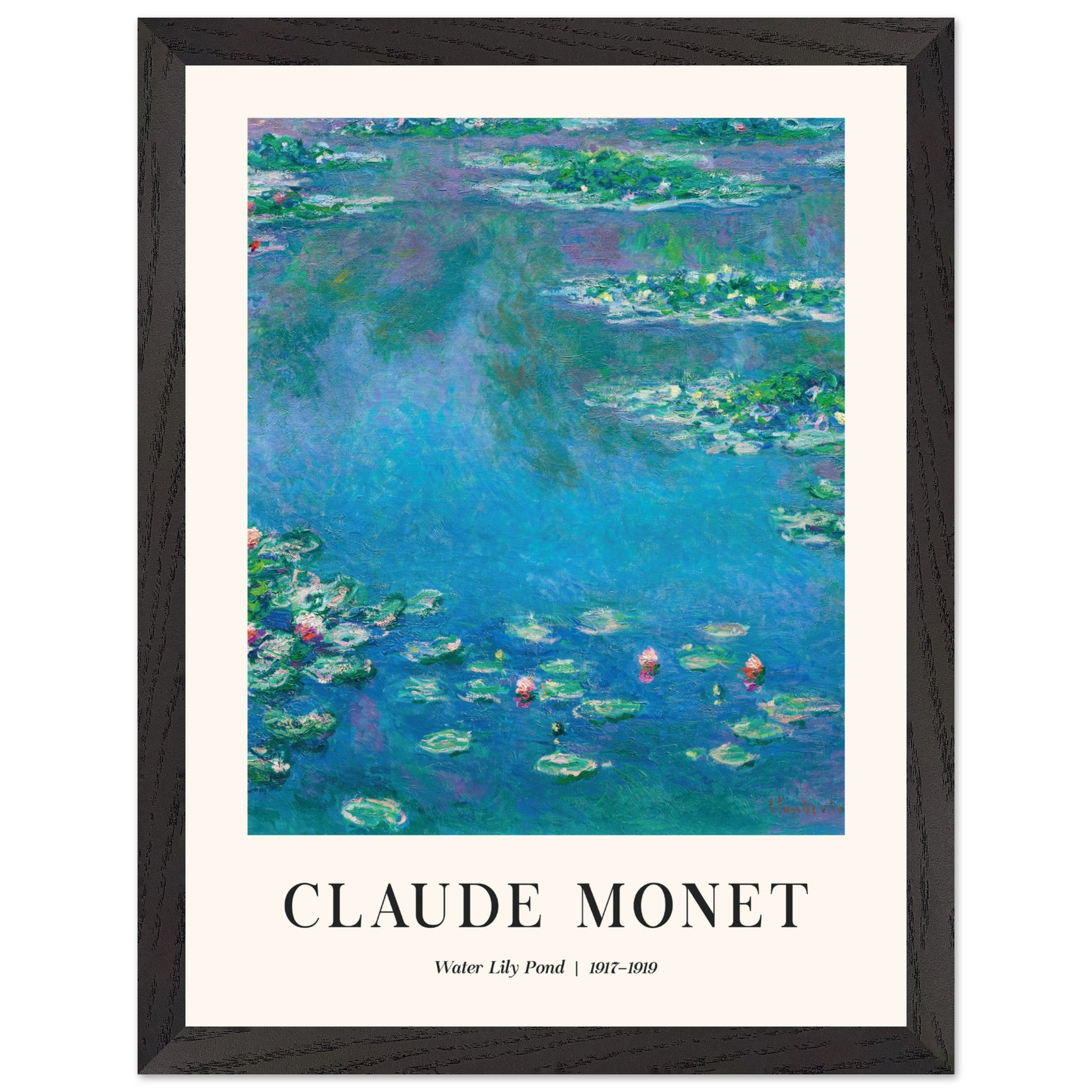 Artfulprints Poster met Lijst Claude Monet - Water lily pond  - 30x40 cm - Blauw