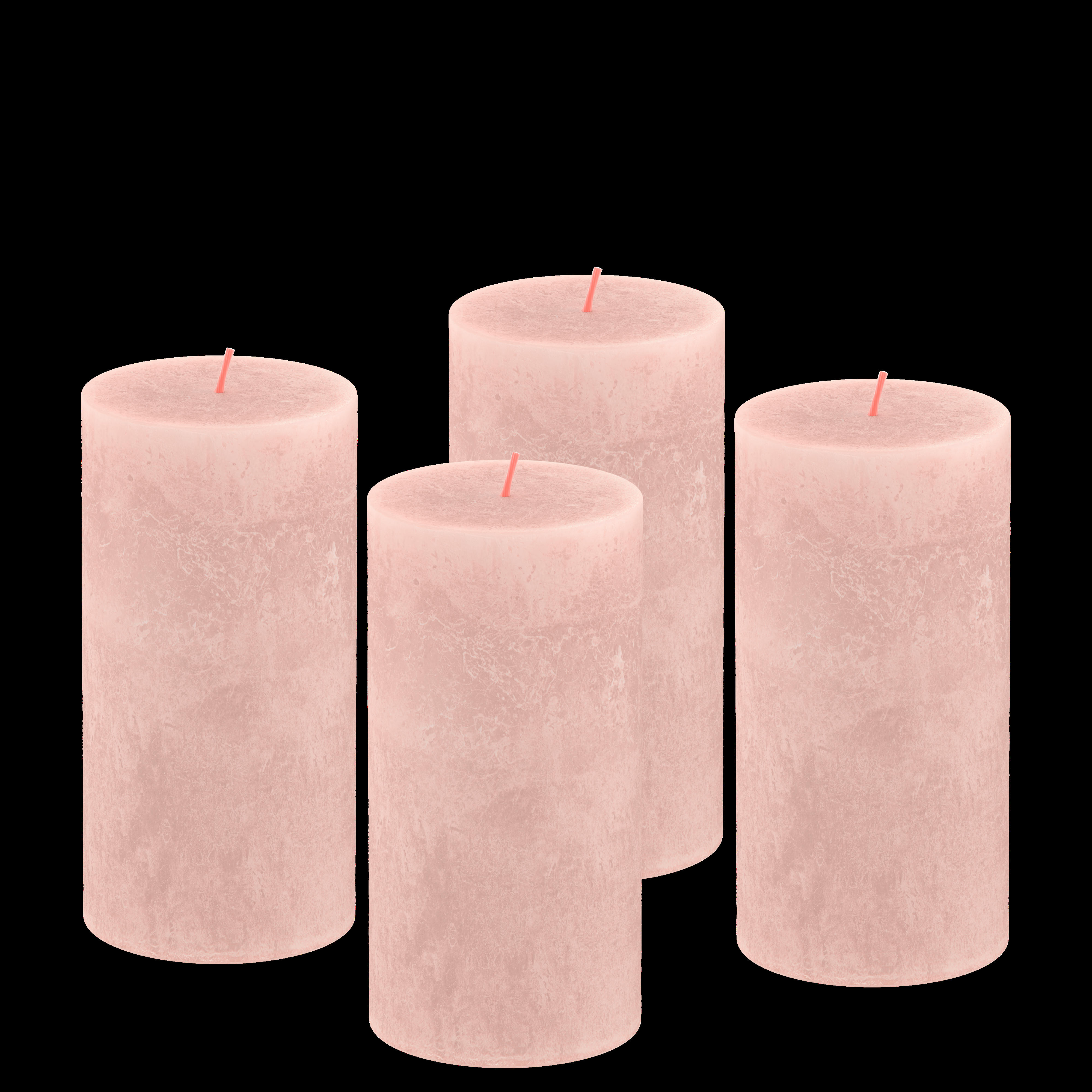 - Lot De 4 Bougies, Rose, 13Cm
