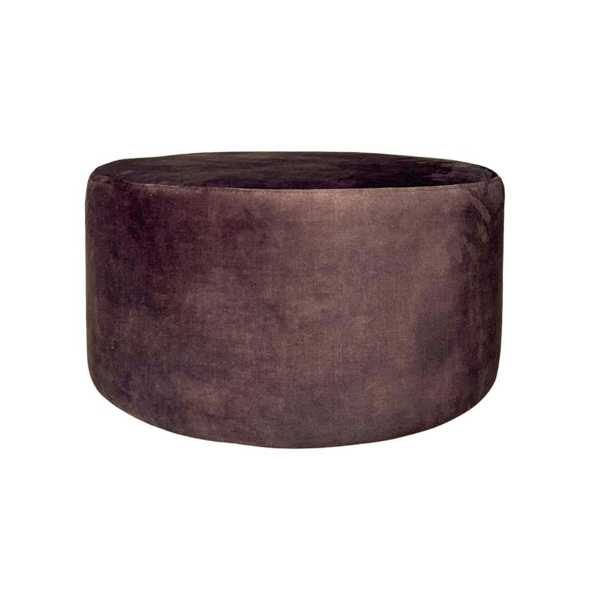 Pouf rond marron tissu doux RIVOLI