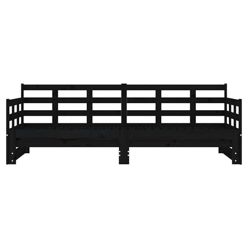 NNEVL Pull-out Day Bed Black Solid Wood Pine 2x(92x187) cm