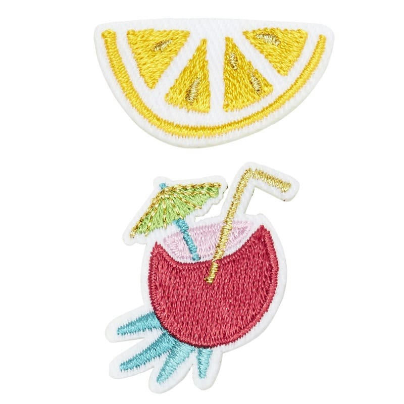 - Broche brodée citron & noix de coco