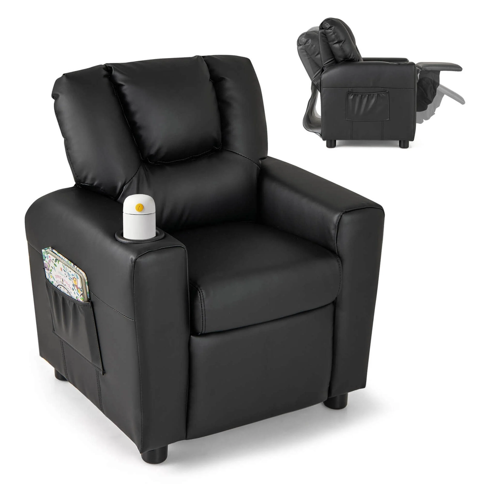 Costway Kids Recliner Chair with Cup Holder & Side Pocket Adjustable