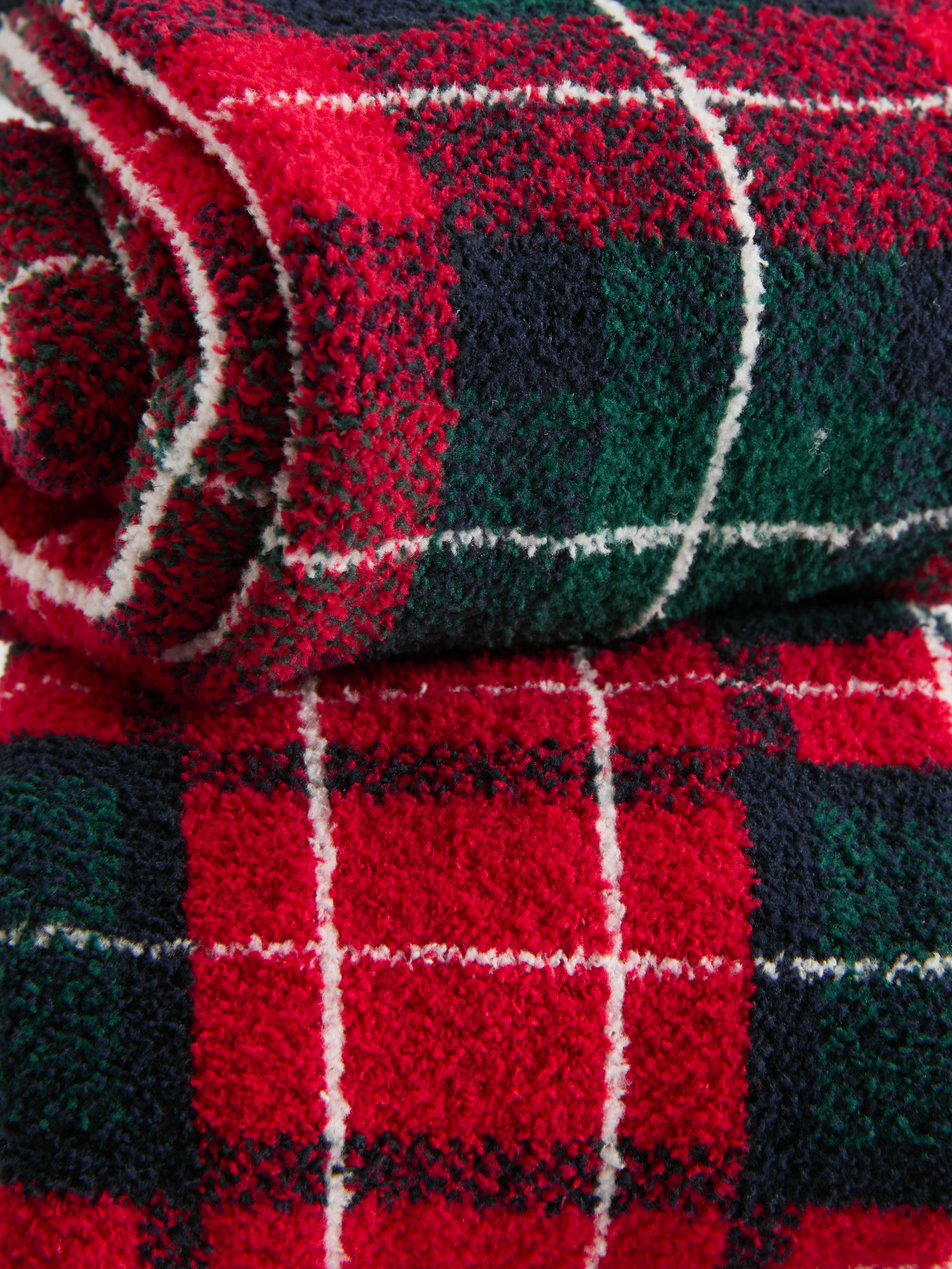 2pk Cozy Check Quarter Crew Socks