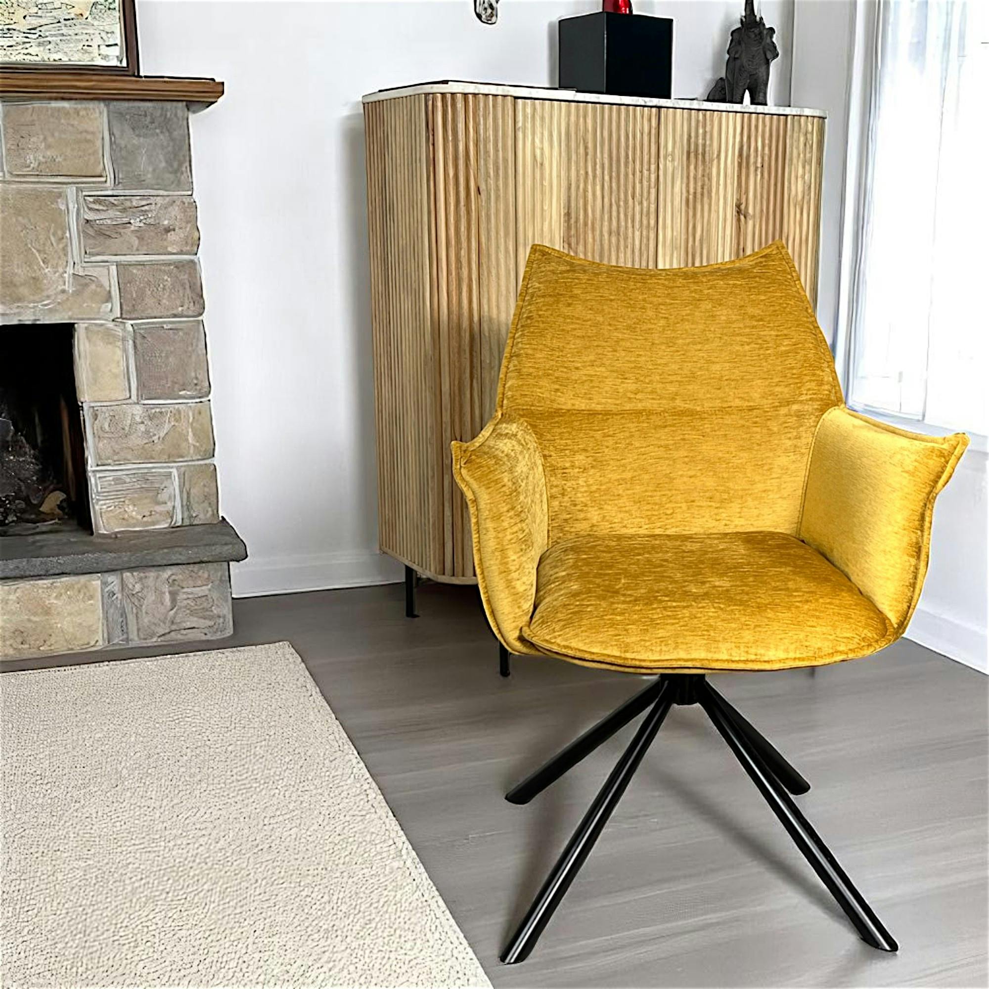 Fauteuil de table en velours doré avec retour (lot de 2) PALERME