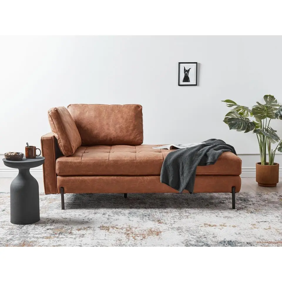 REBAIS - Chaise longue - Goudbruin - Linkszijdig - Kunstleer
