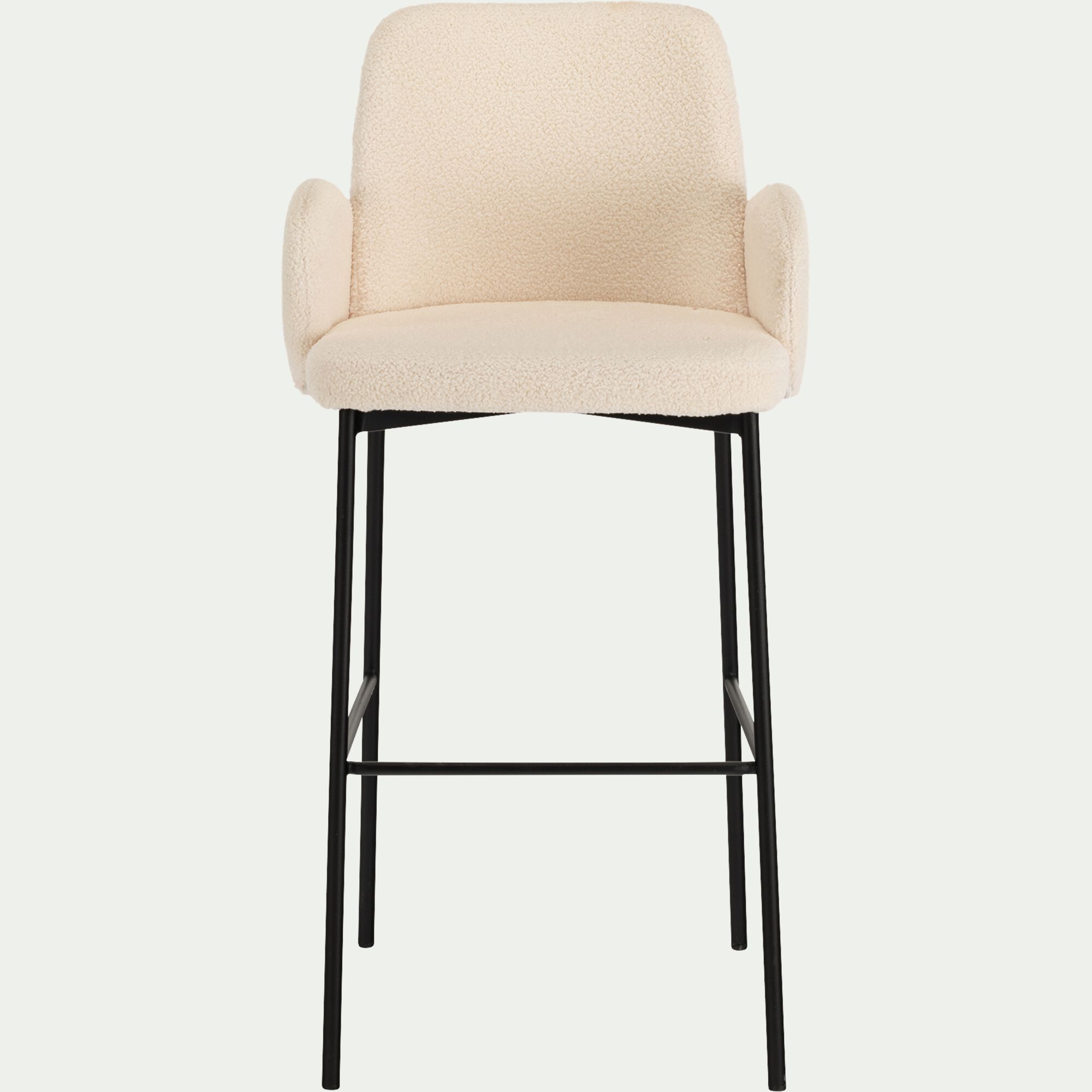 LOUMI - Chaise de bar en tissu bouclette H65cm - blanc
