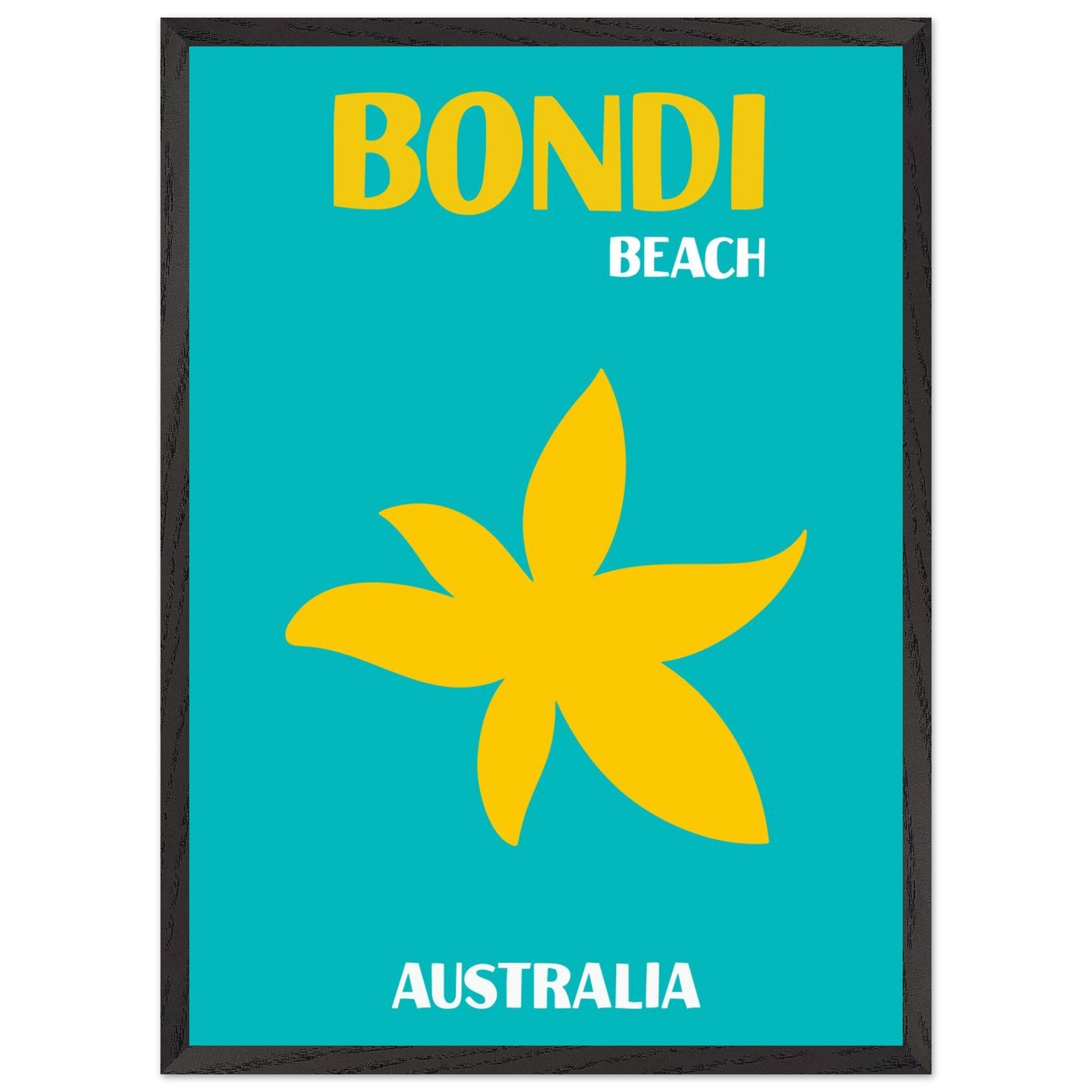 Artfulprints Poster met Lijst Australië - Bondi Beach  - 50x70 cm - Turquoise