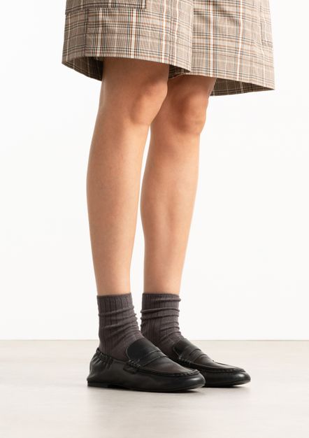Zwarte leren loafers met rimpel design