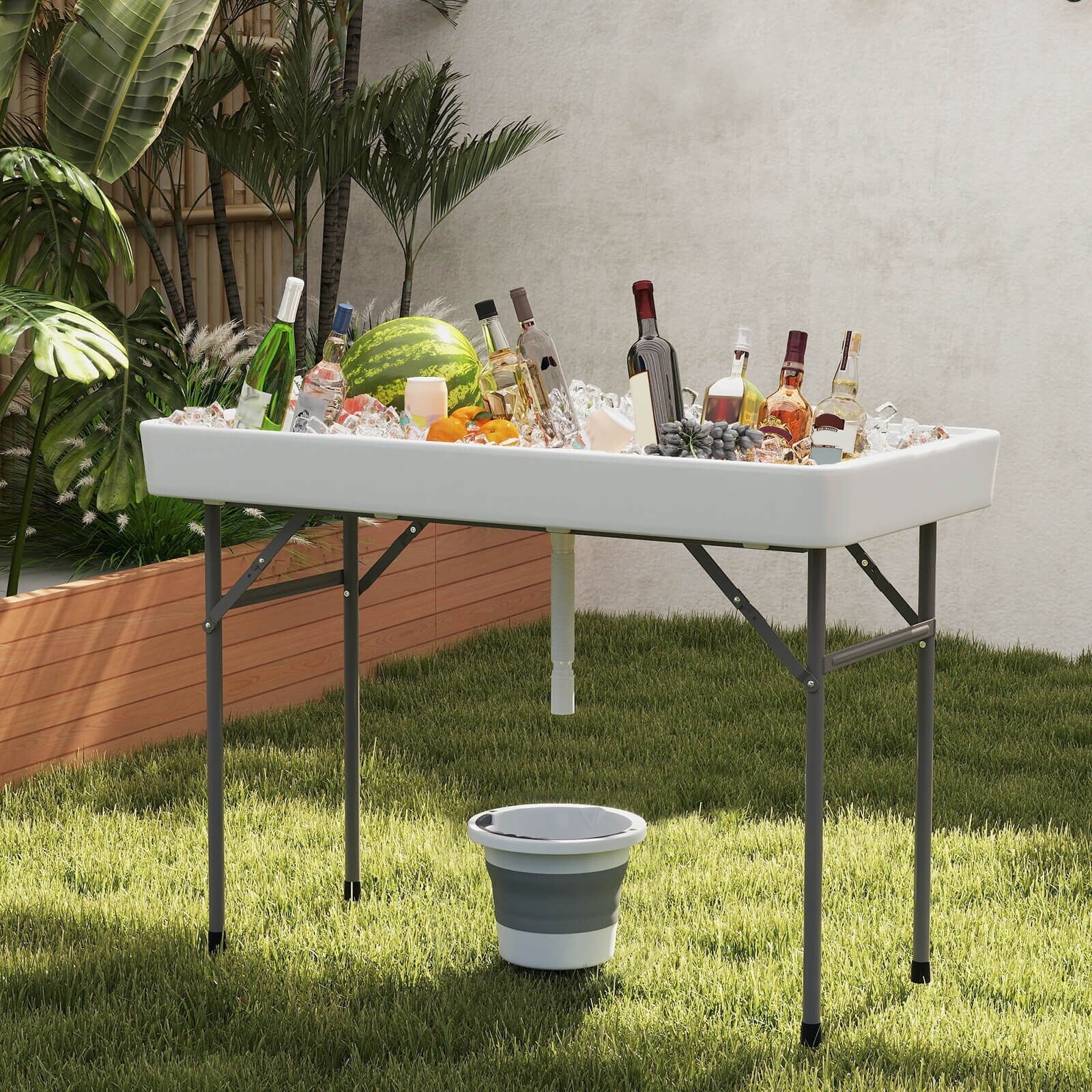 Costway 4 Foot Ice Cooler Folding Table Outdoor Portable Ice Bin Table - See Details