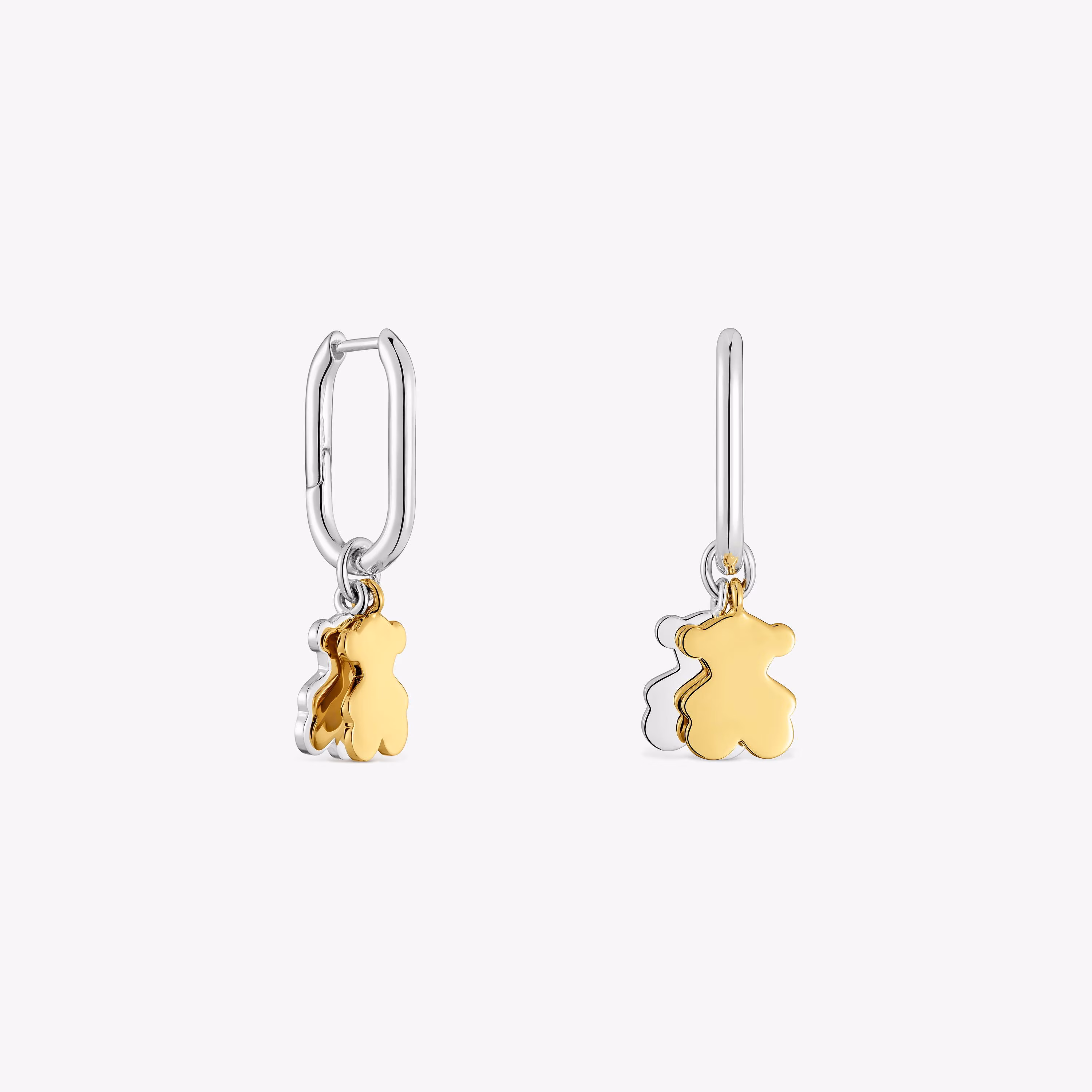 Pendientes de aro pequeños motivo oso bicolor Sweet Dolls