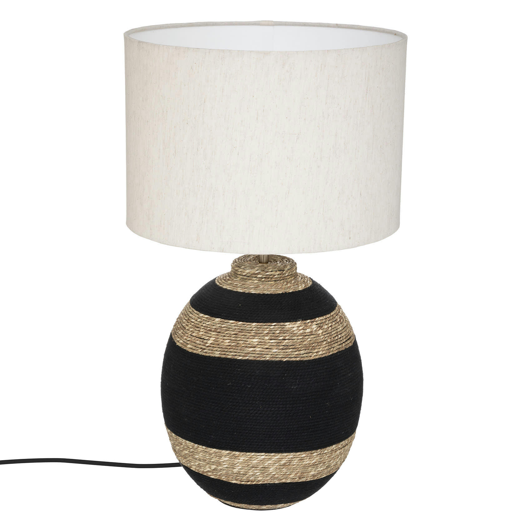 - Lampe boule à poser coton ivoire 35x58 cm