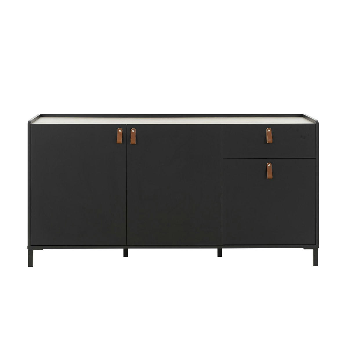 AMSTERDAM - Buffet 3 portes 1 tiroir châtaignier naturel noir