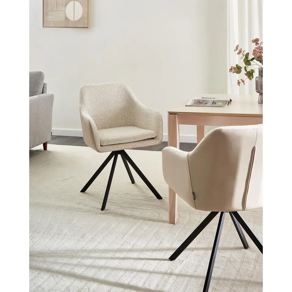 LITHIA - Set van 2 stoelen - Lichtbeige - Boucl&eacute;