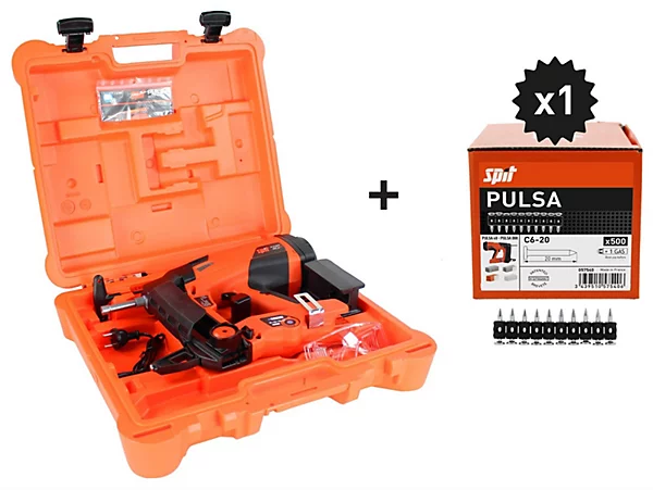 Cloueur à gaz autonome multi-matériaux P40P  SPIT, pack 500 clous C6-20, réf. 019323