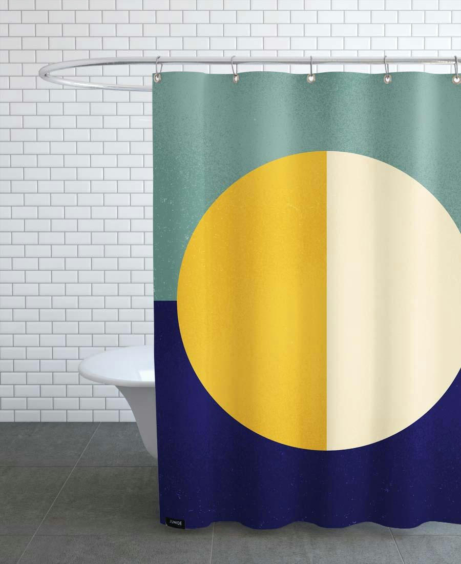LIGHT AND DARK - Rideau de douche en polyester en bleu & jaune 150x200