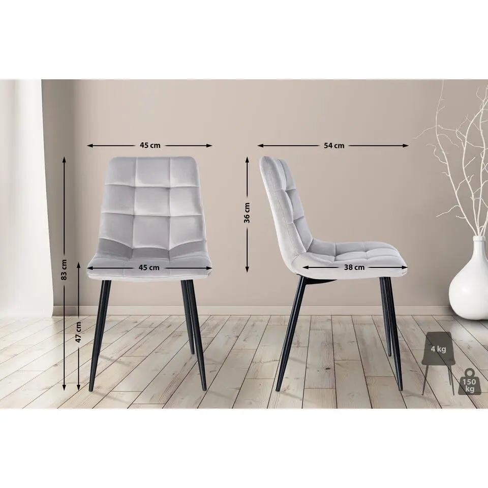 CLP Eetkamerstoel Tilde Fluweel - grijs