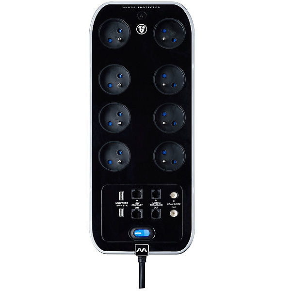 Multiprise 8 prises USB 2m noir Masterplug