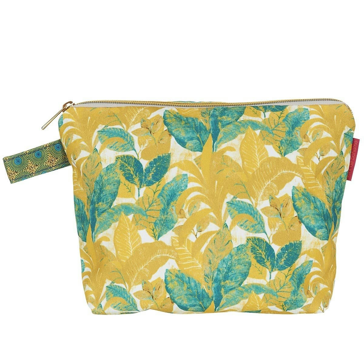 WILD - Pochette en toile outdoor imprimé tropical jaune 19x28cm