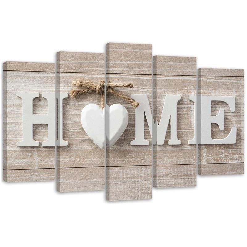 Feeby Obraz 5 częściowy na płótnie Napis Home 100x70