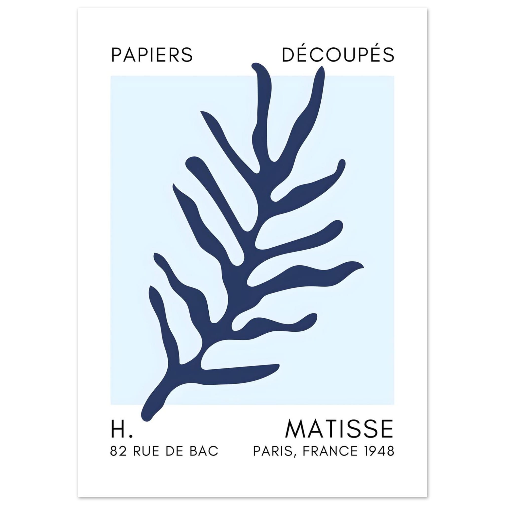 Artfulprints Poster Matisse – Ocean flora navy blue I  - 50x70 cm - Blauw