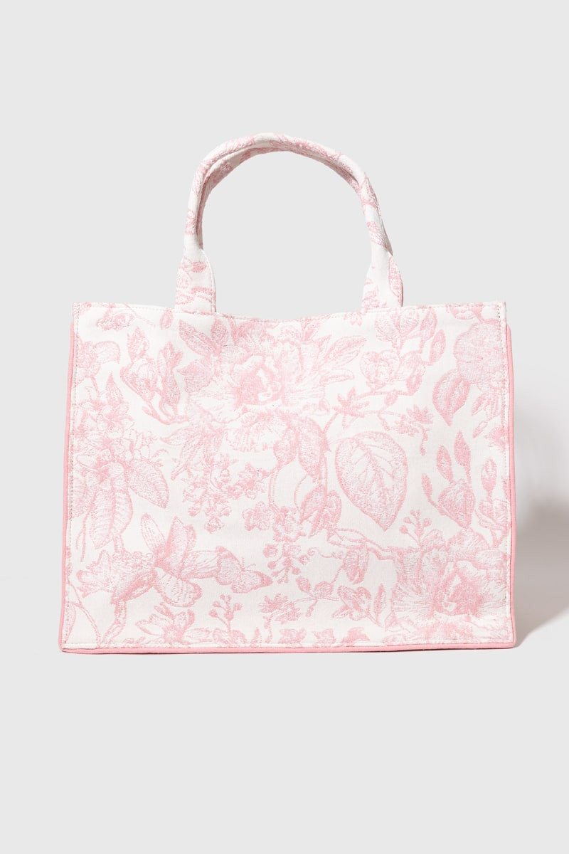 Jeanna Floral Canvas Tote Bag Blush