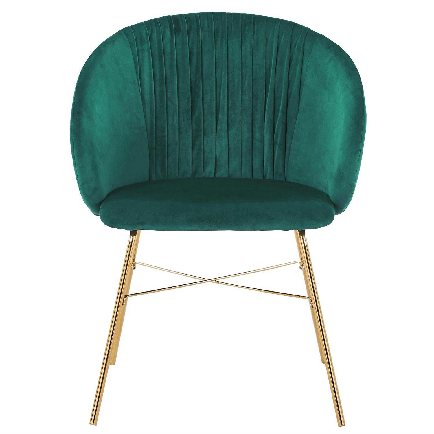 SMART - Chaise velours vert pieds or