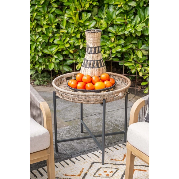 Beistelltisch, »Benidorm«, Ø 60 cm, carbon black/naturfarben