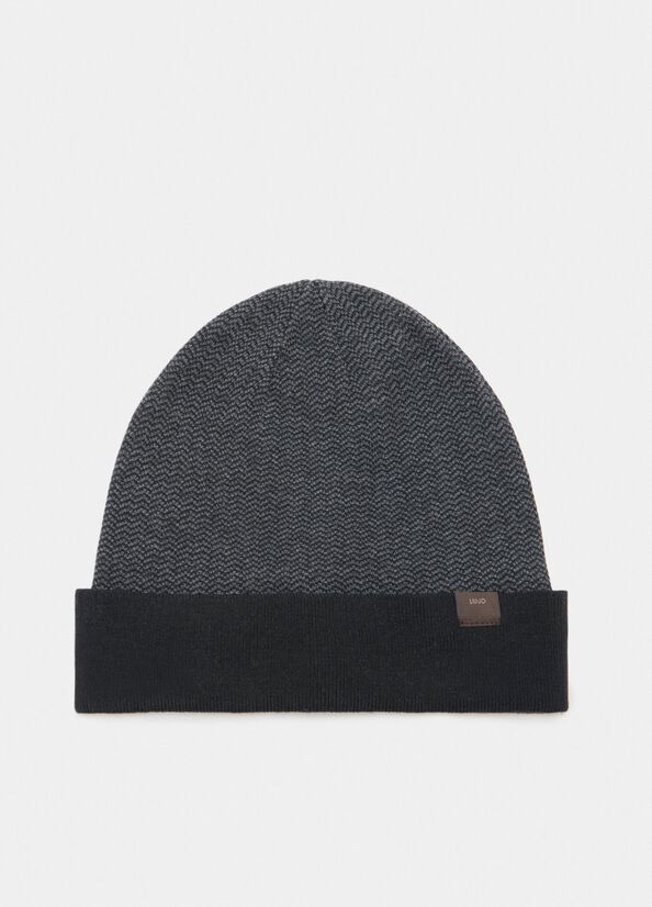 Berretto beanie in lana chevron