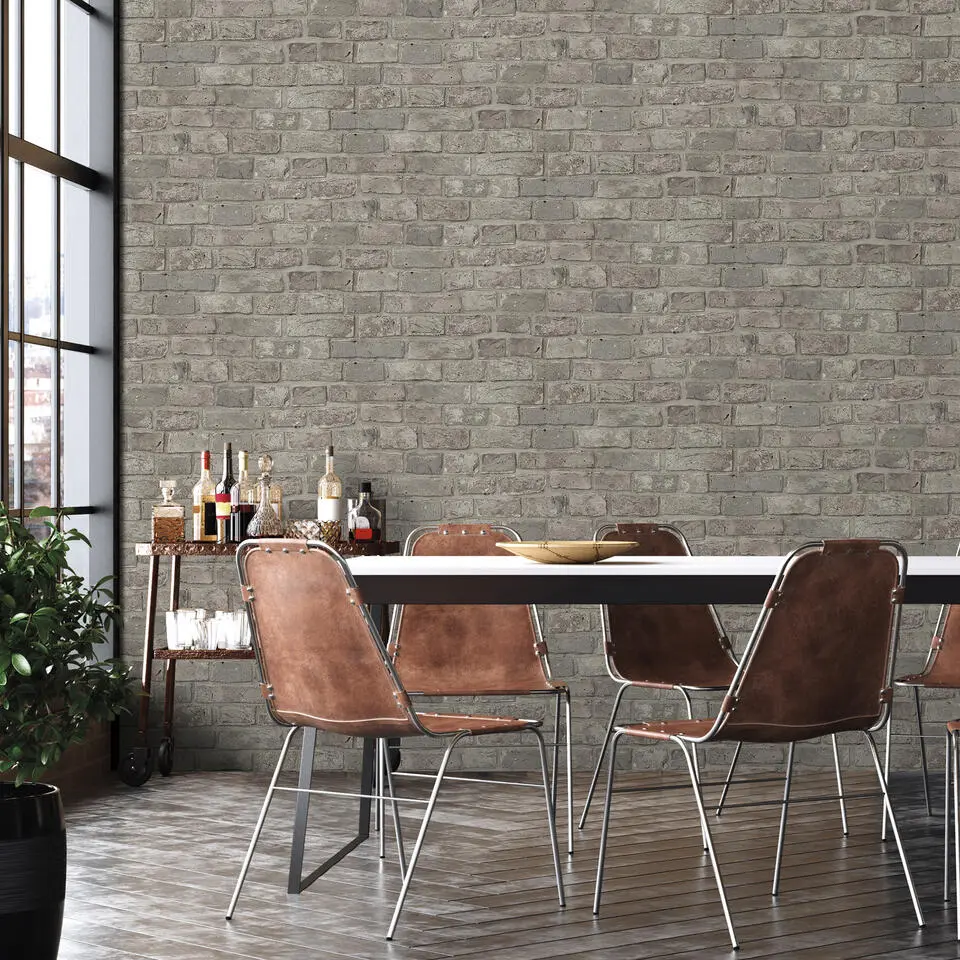 Sanders & Sanders behang bakstenen warm grijs - 53 cm x 10 m