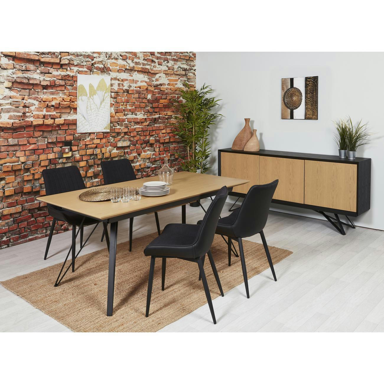 ST MORE - Table à manger en Bois 10 personnes Noir et Marron