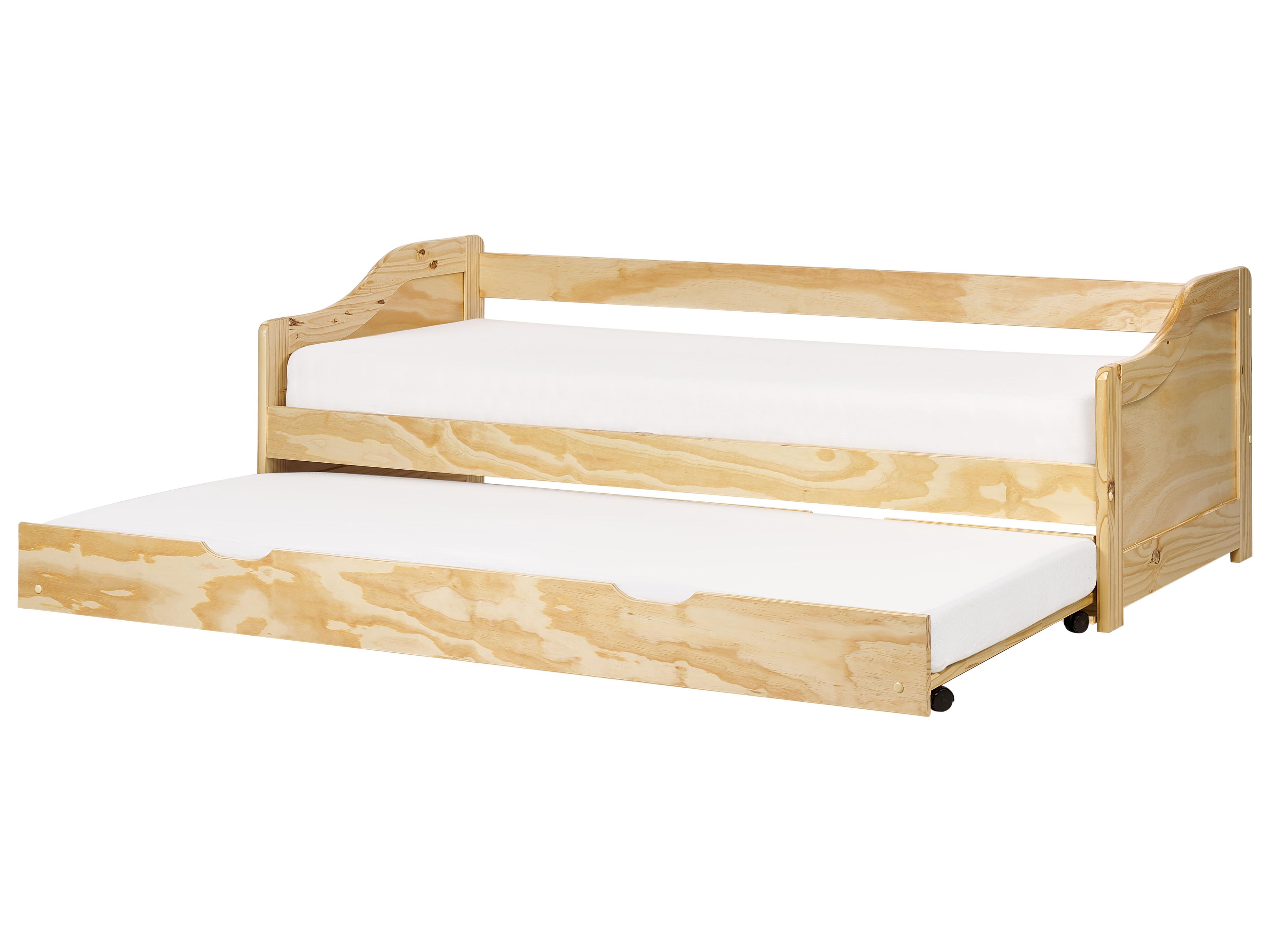 Trundle Bed Pine Wood LUNERAY 90 x 200 cm (EU Single) Light Brown